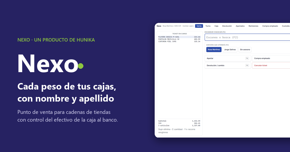 Nexo, punto de venta con control del efectivo para cadenas de tiendas